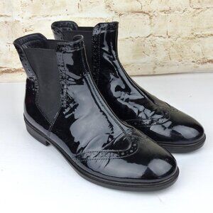 Ecco Touch 15 Mid Cut Bootie Women 6 6.5 37 Black Patent Leather Oxford Chelsea